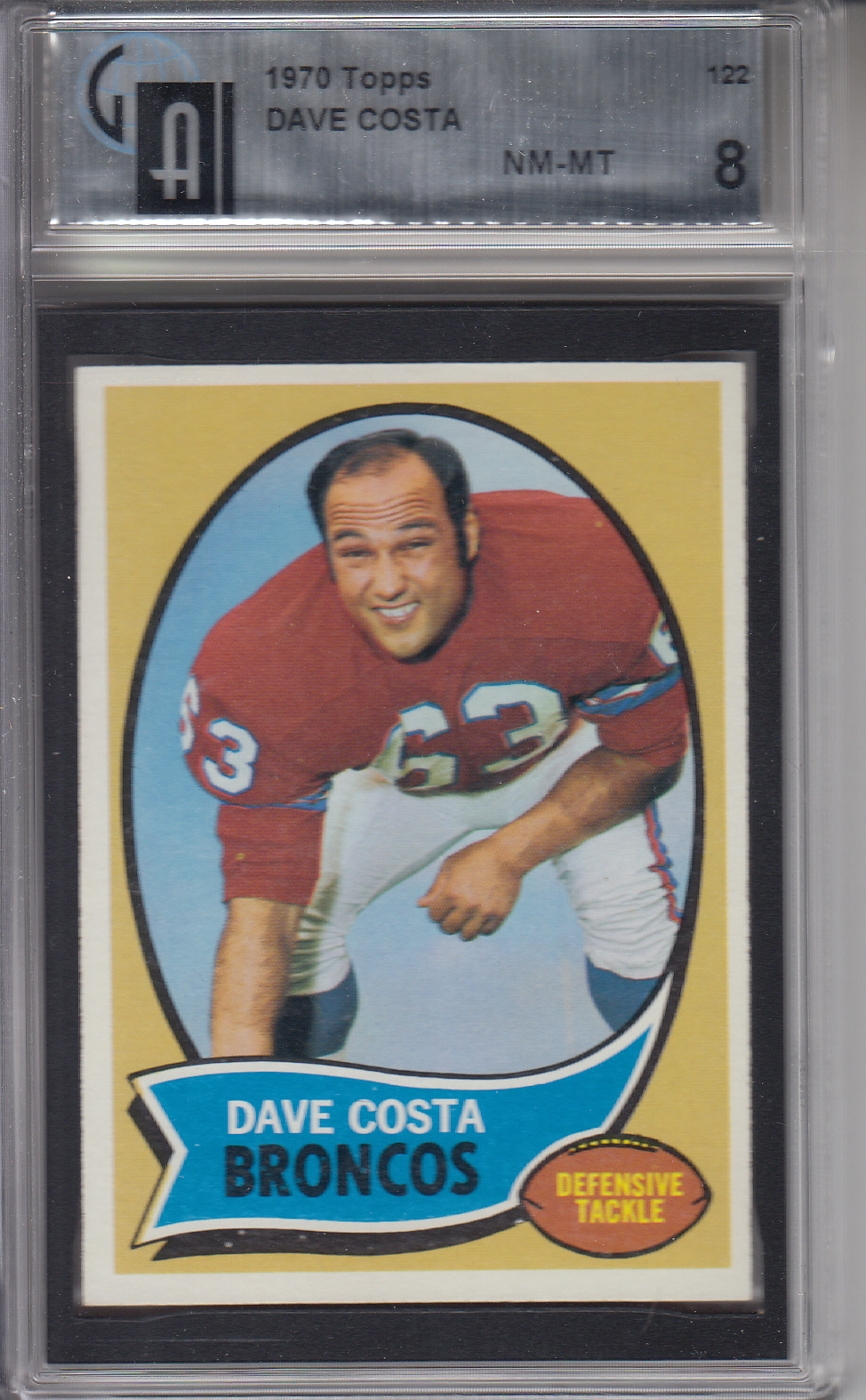 1970 Topps #122 Dave Costa BRONCOS GAI 8 NM-MT Z21038