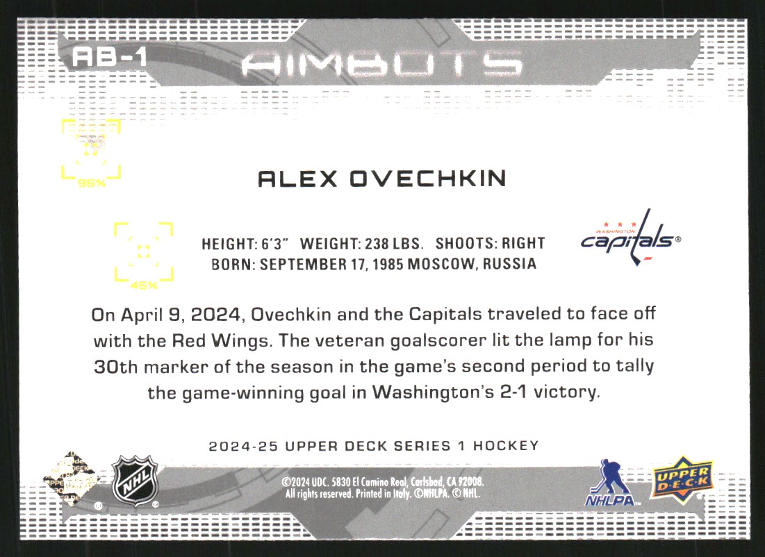 2024-25 Upper Deck Aimbot Speckle #AB1 Alex Ovechkin