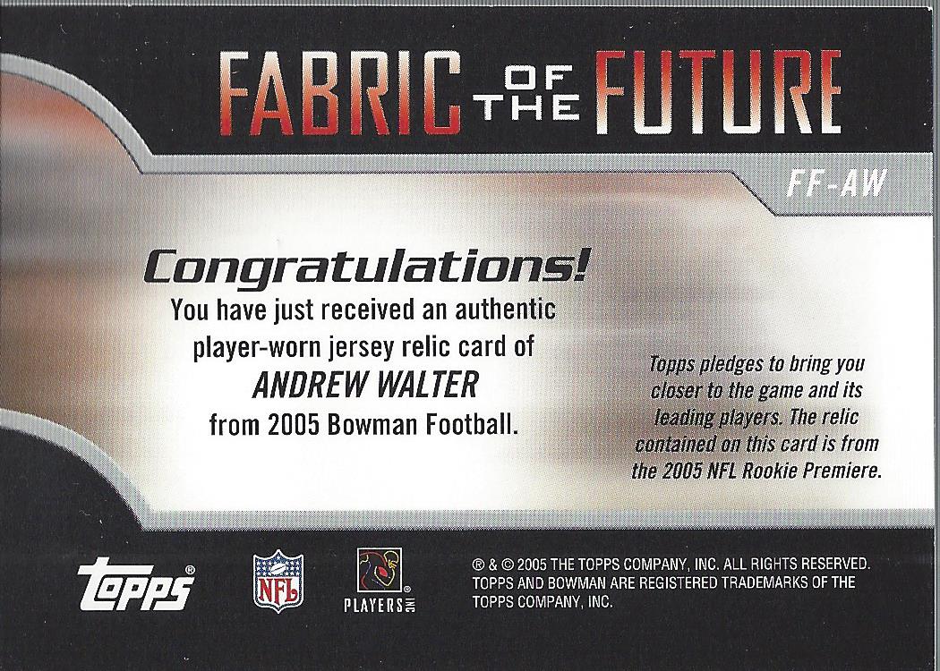 2005 Bowman Fabric of the Future #FFAW Andrew Walter B back image