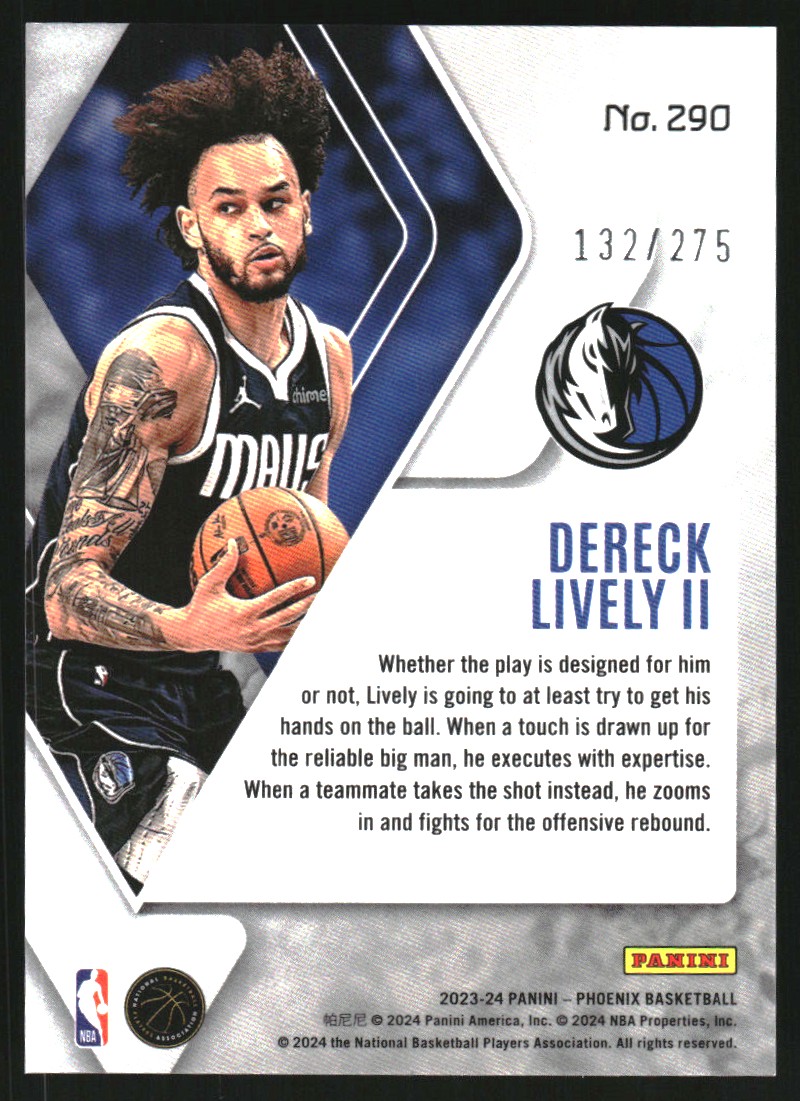 2023-24 Panini Phoenix Blue Lazer #290 Dereck Lively II