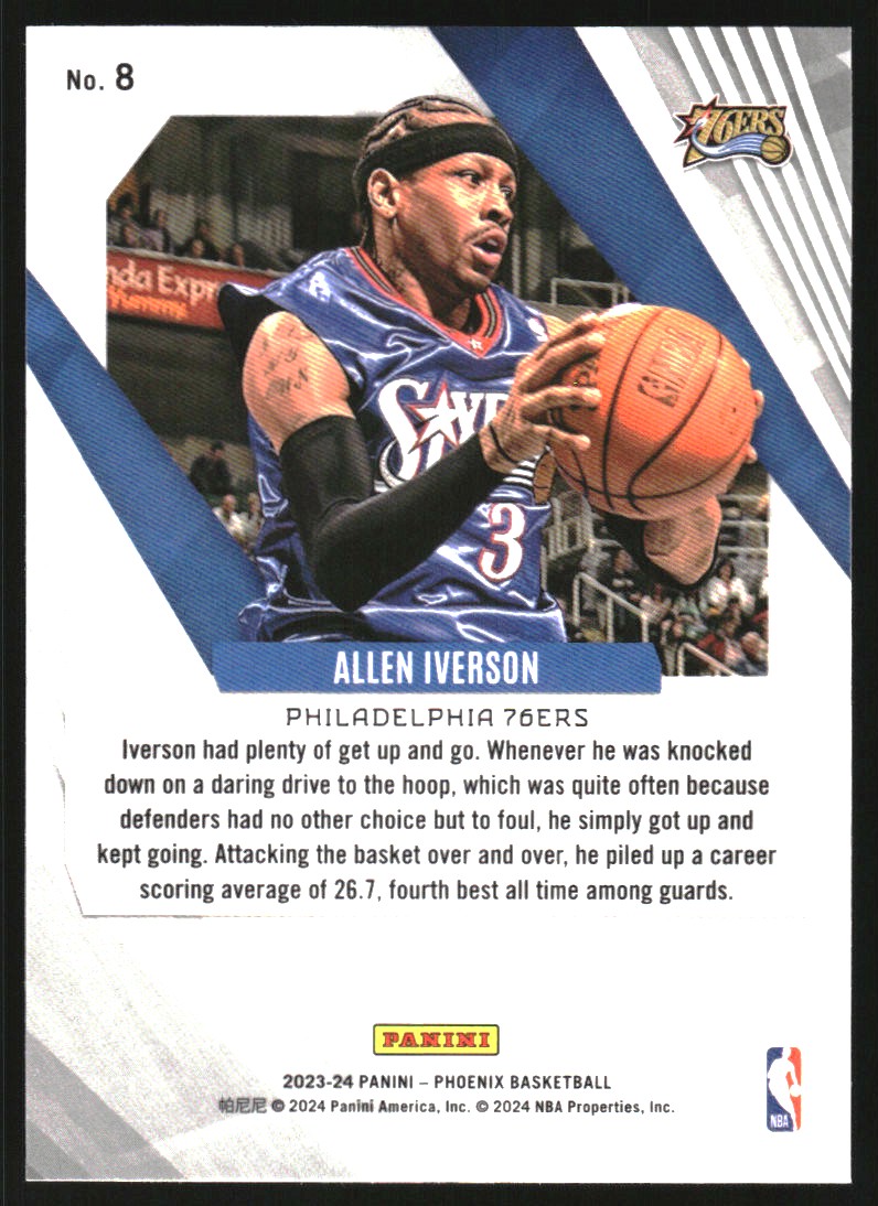 2023-24 Panini Phoenix Teal Lazer #8 Allen Iverson on Fanatics Collect