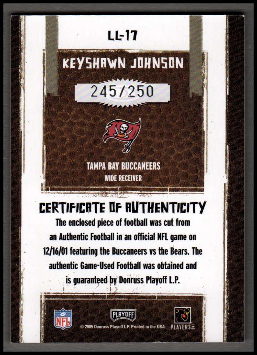 2005 Absolute Memorabilia Leather #17 Keyshawn Johnson back image