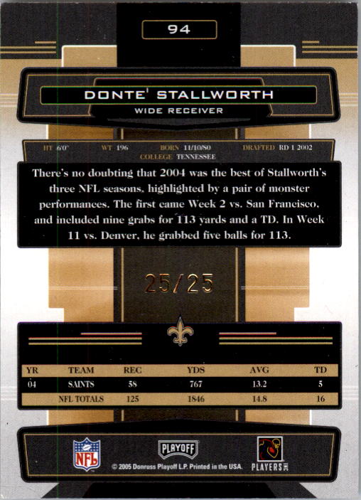 2005 Absolute Memorabilia Spectrum Gold #94 Donte Stallworth back image