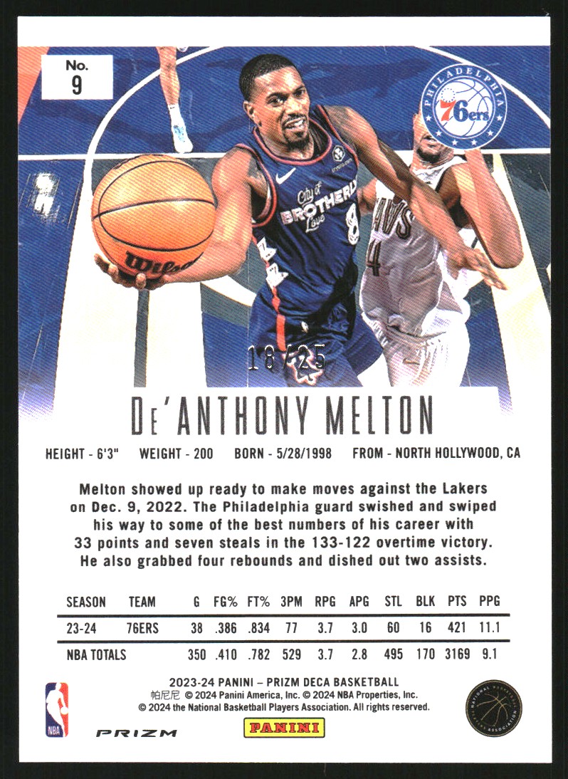 2023-24 Panini Prizm Deca Prizms Mojo #9 De'Anthony Melton