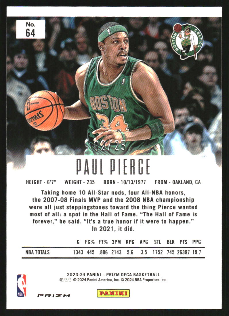 2023-24 Panini Prizm Deca Prizms Mojo #64 Paul Pierce /25
