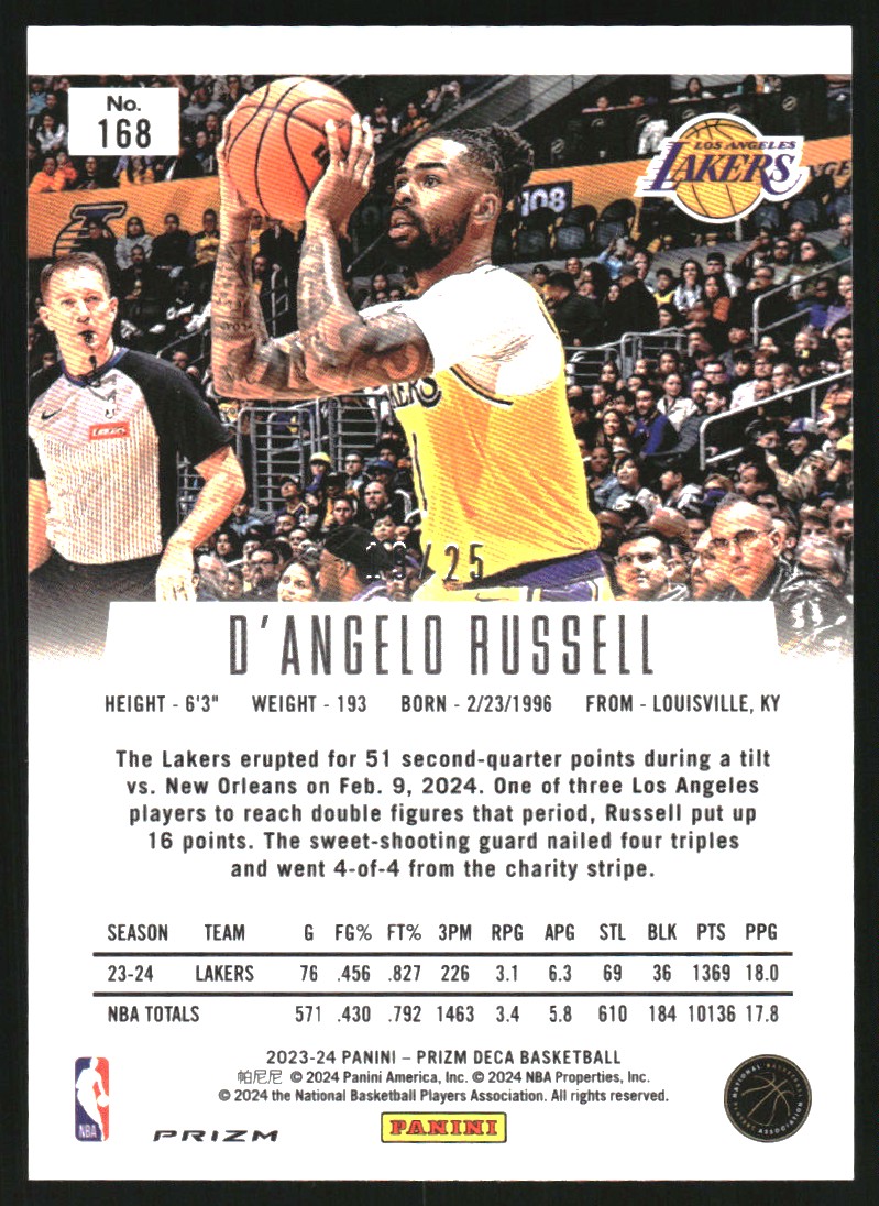 2023-24 Panini Prizm Deca Prizms Mojo #168 D'Angelo Russell