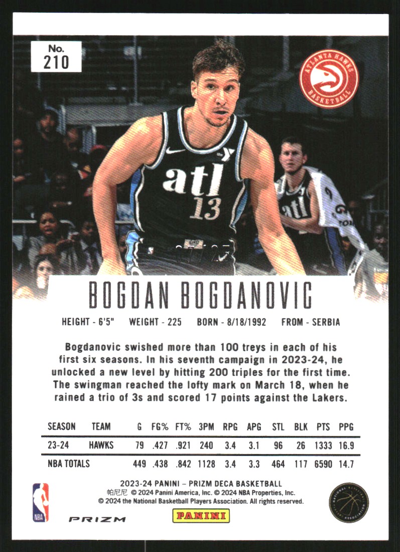 2023-24 Panini Prizm Deca Prizms Mojo #210 Bogdan Bogdanovic