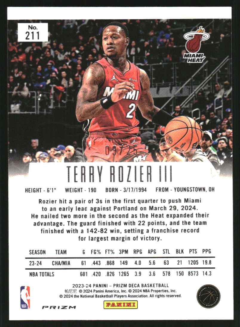 2023-24 Panini Prizm Deca Prizms Mojo #211 Terry Rozier III