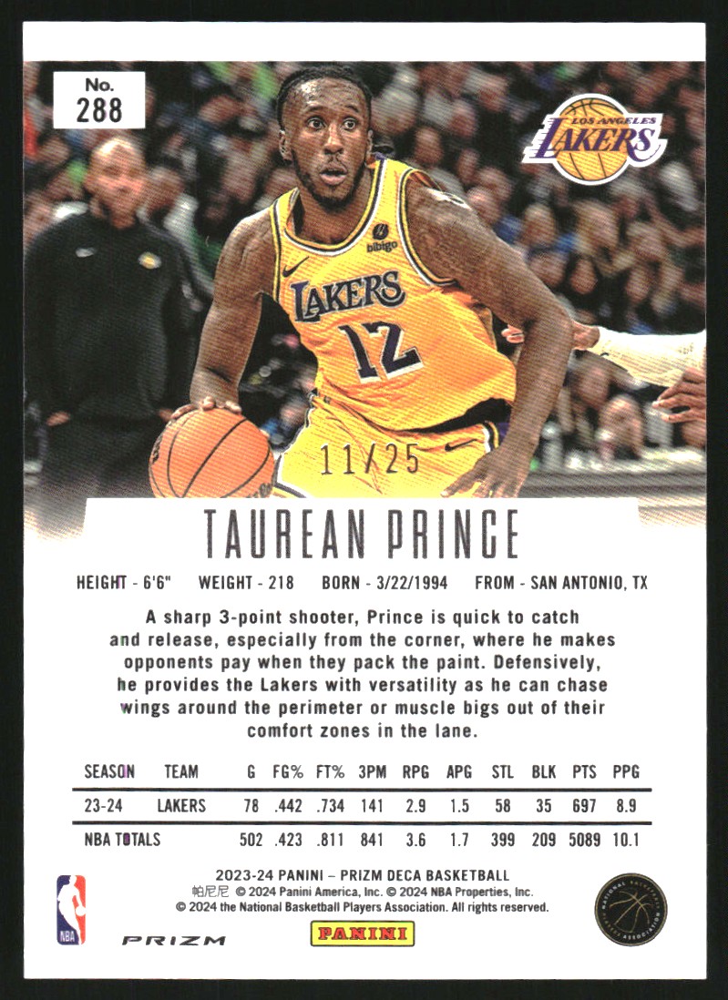 2023-24 Panini Prizm Deca Prizms Mojo #288 Taurean Prince