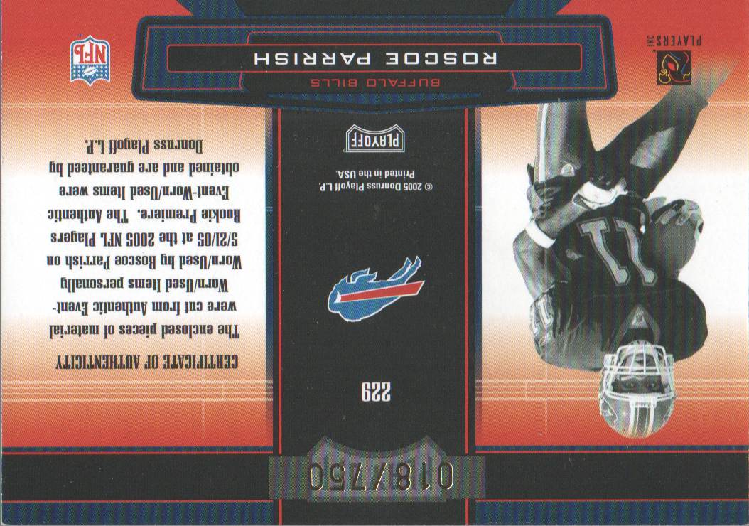 2005 Absolute Memorabilia #229 Roscoe Parrish RPM RC back image