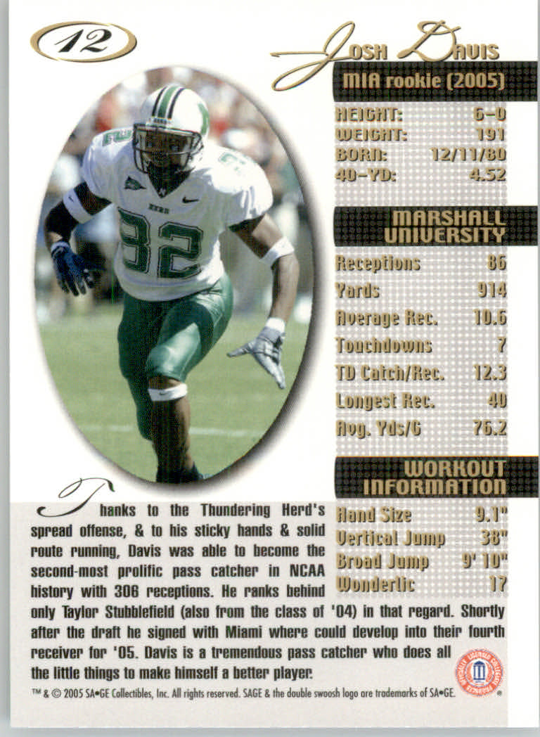 2005 Sage Football "Main Set" Base Cards - Picture 25 of 109