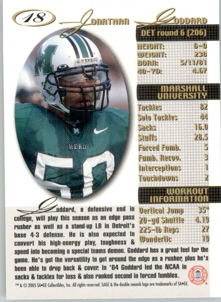 2005 Sage Football "Main Set" Base Cards - Picture 37 of 109