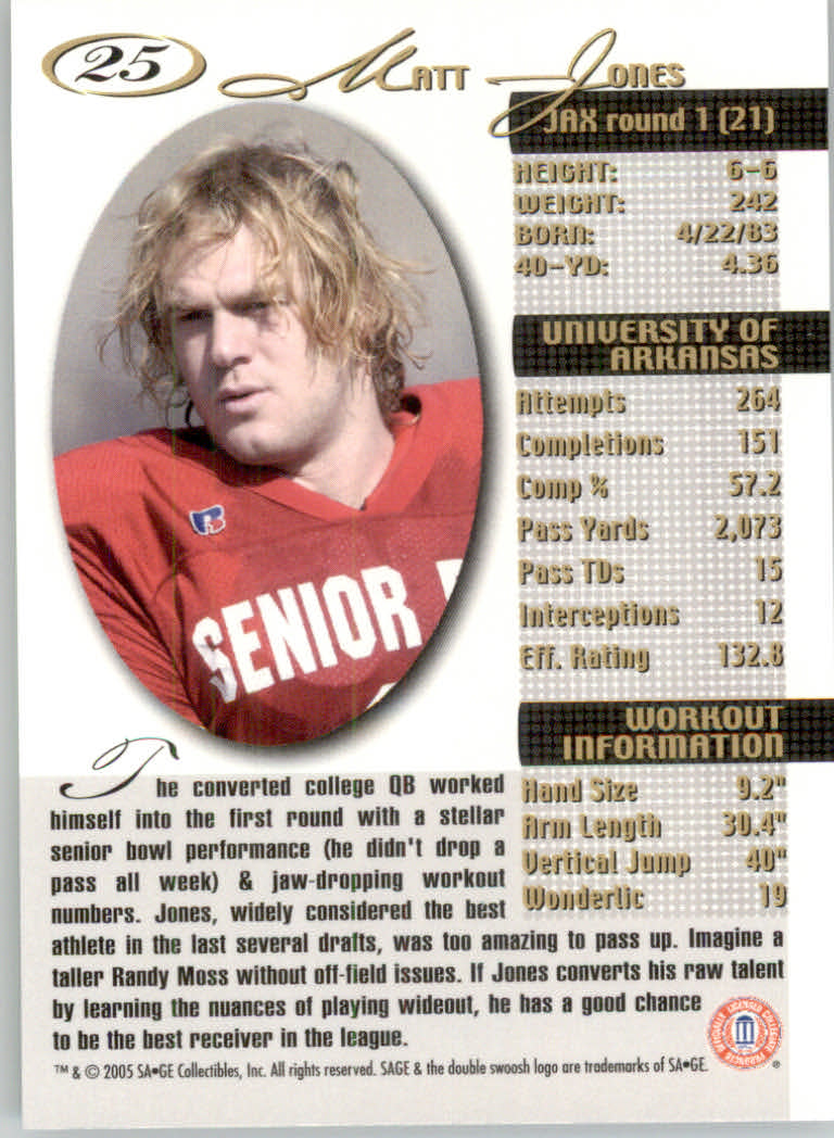 2005 Sage Football "Main Set" Base Cards - Picture 51 of 109