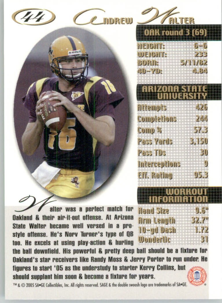 2005 Sage Football "Main Set" Base Cards - Picture 89 of 109