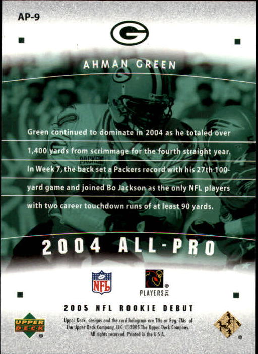 2005 Upper Deck Rookie Debut All-Pros Gold Spectrum #AP9 Ahman Green back image