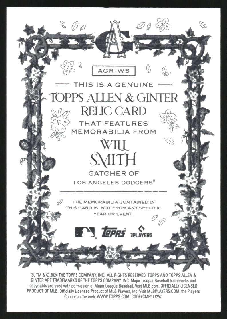 2024 Topps Allen and Ginter Relics #AGRWS Will Smith B