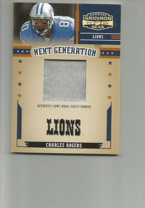 2005 Donruss Gridiron Gear Next Generation Jerseys Numbers #NG3 Charles Rogers/100