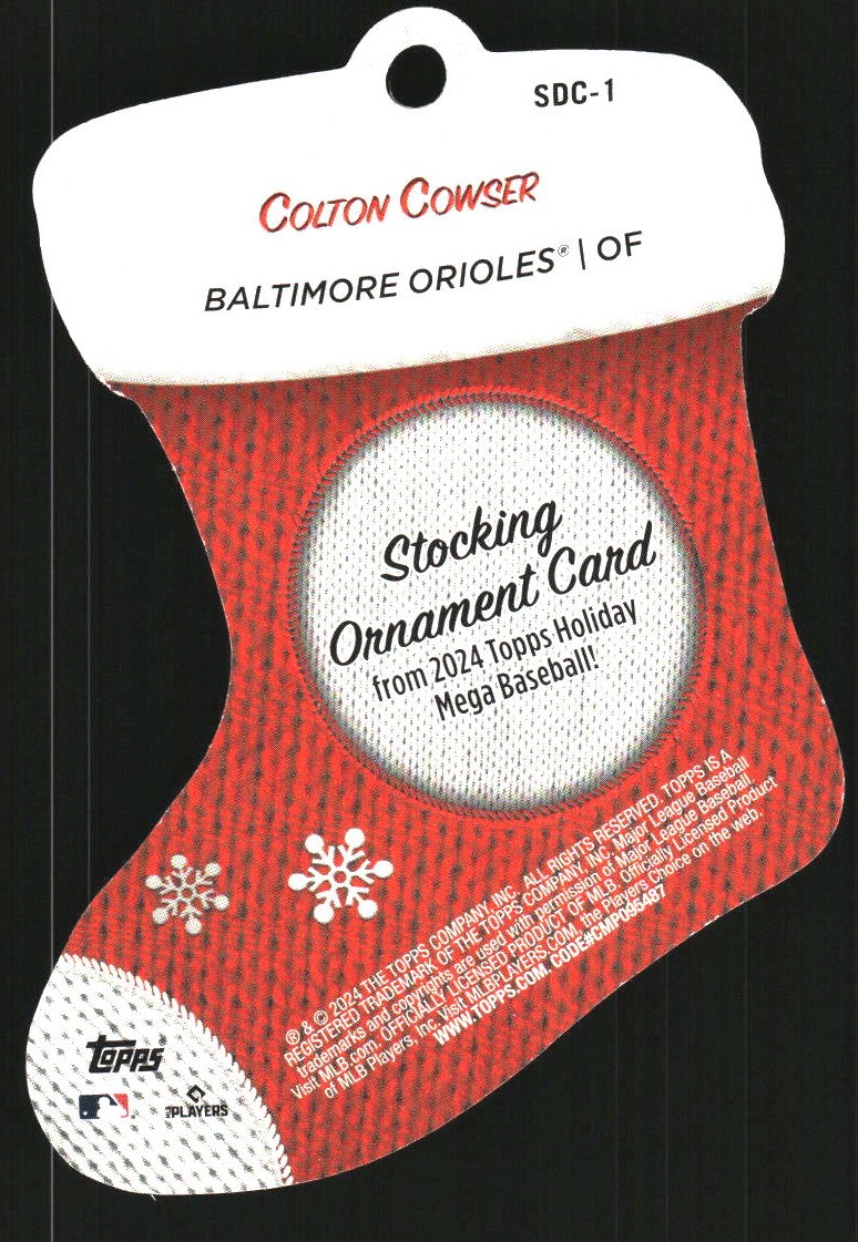 2024 Topps Holiday Stocking Die Cut Ornaments #SDC1 Colton Cowser