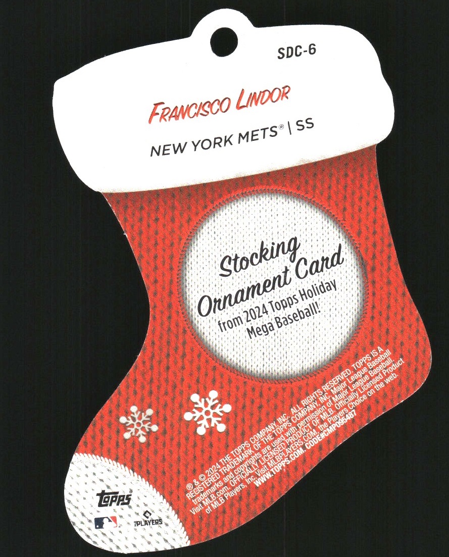 2024 Topps Holiday Stocking Die Cut Ornaments #SDC6 Francisco Lindor