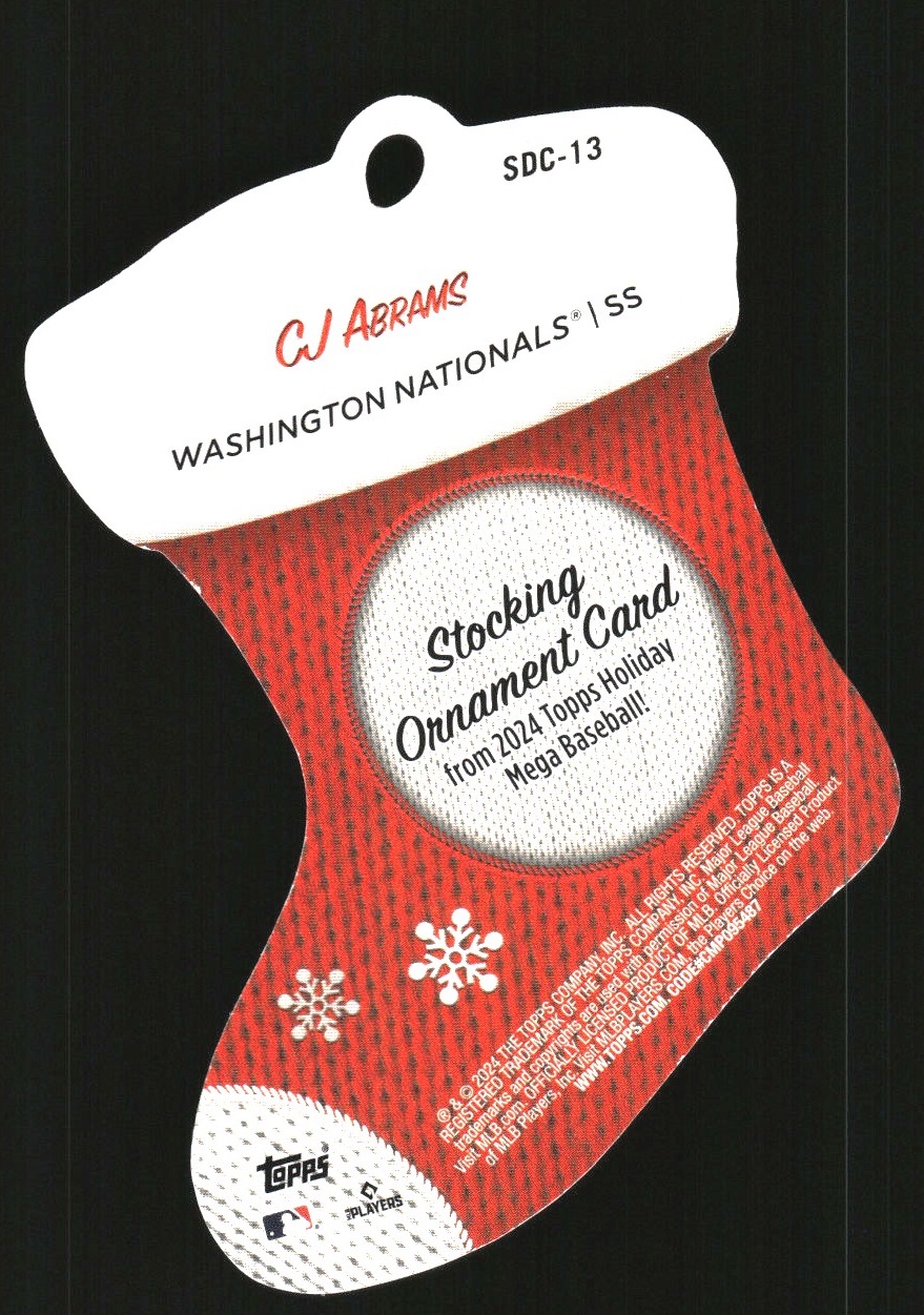 2024 Topps Holiday Stocking Die Cut Ornaments #SDC13 CJ Abrams