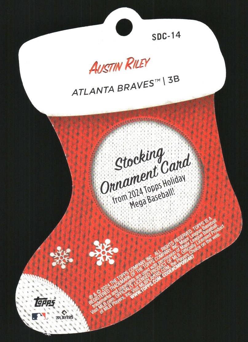 2024 Topps Holiday Stocking Die Cut Ornaments #SDC14 Austin Riley