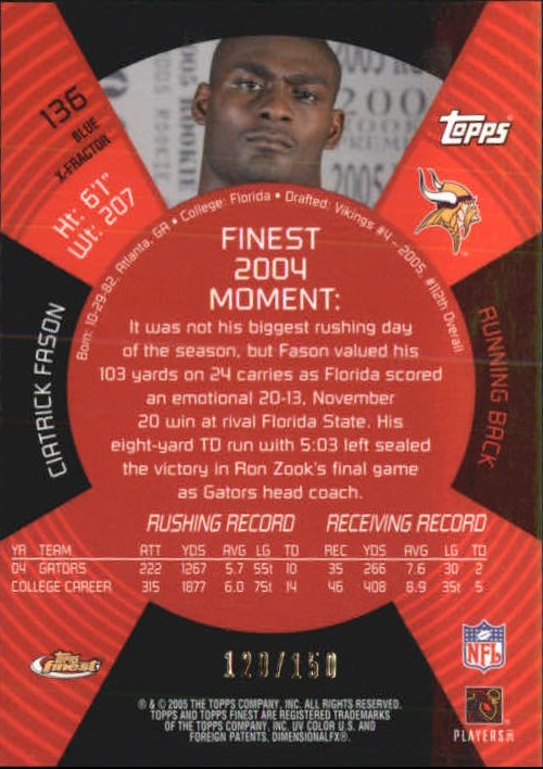 2005 Finest Blue Xfractors #136 Ciatrick Fason
