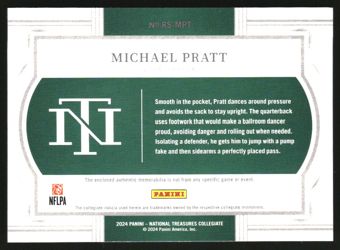 2024 Panini National Treasures Collegiate Rookie Silhouettes #27 Michael Pratt