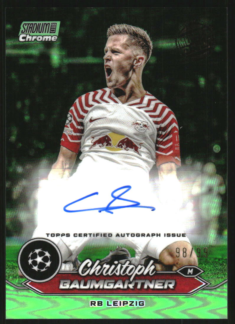 2023-24 Stadium Club Chrome UEFA Champions League Chrome Autographs Members Only Neon Green Refractors #CACB Christoph Baumgartner Auto /99