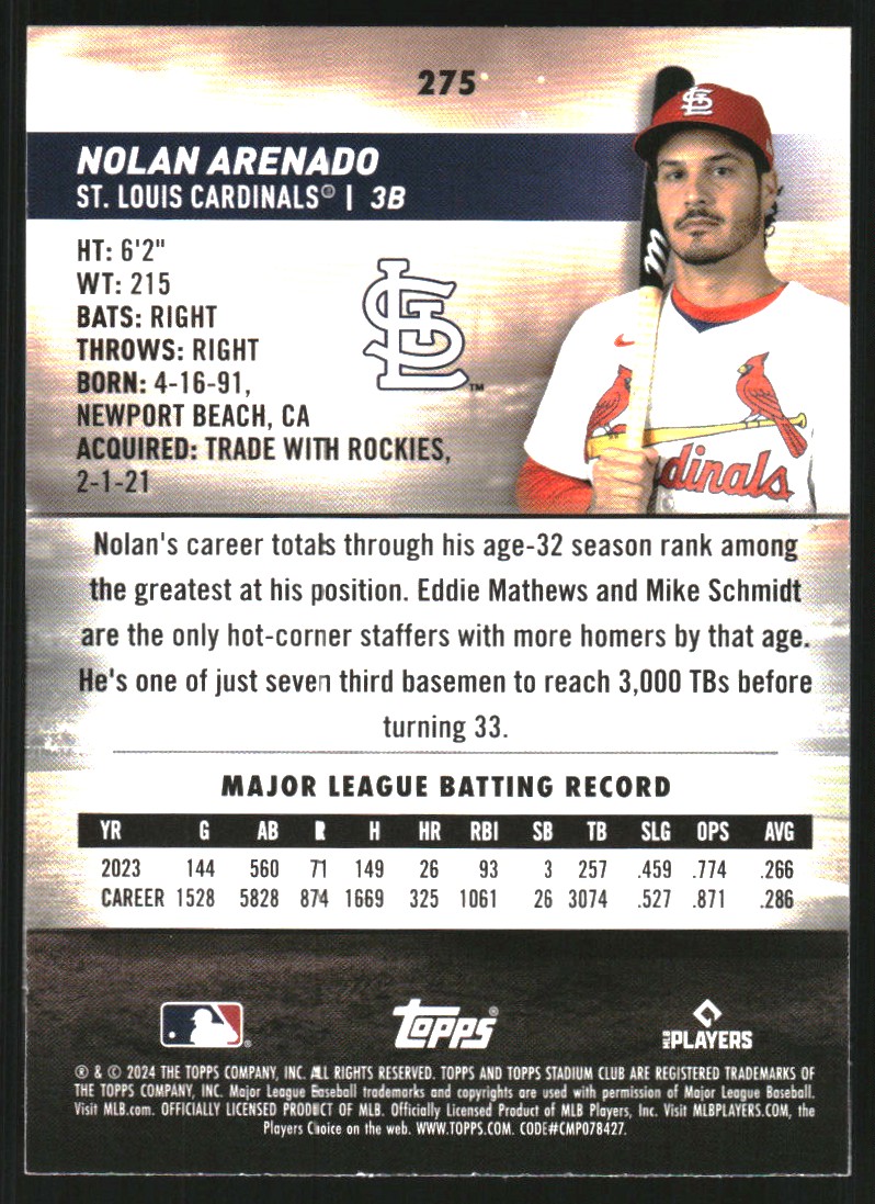2024 Stadium Club #275 Nolan Arenado
