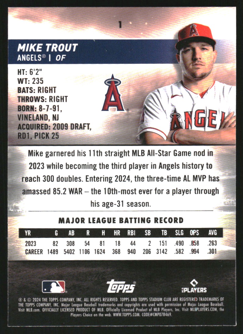 2024 Stadium Club Chrome #1 Mike Trout