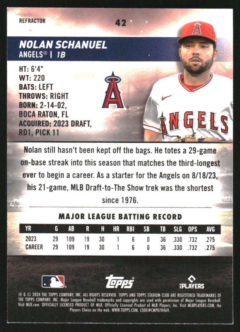 2024 Stadium Club Chrome Refractors #42 Nolan Schanuel