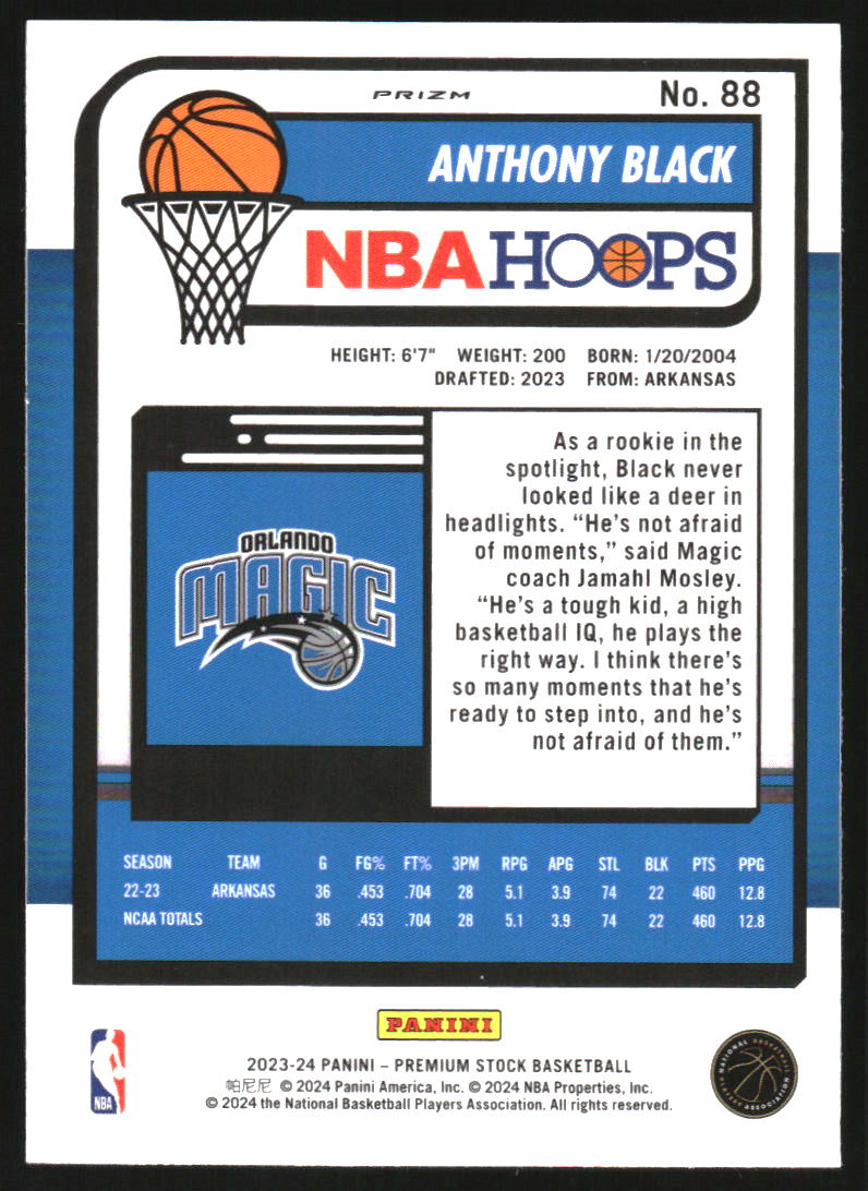 2023-24 Hoops Premium Stock Disco Prizm #88 Anthony Black