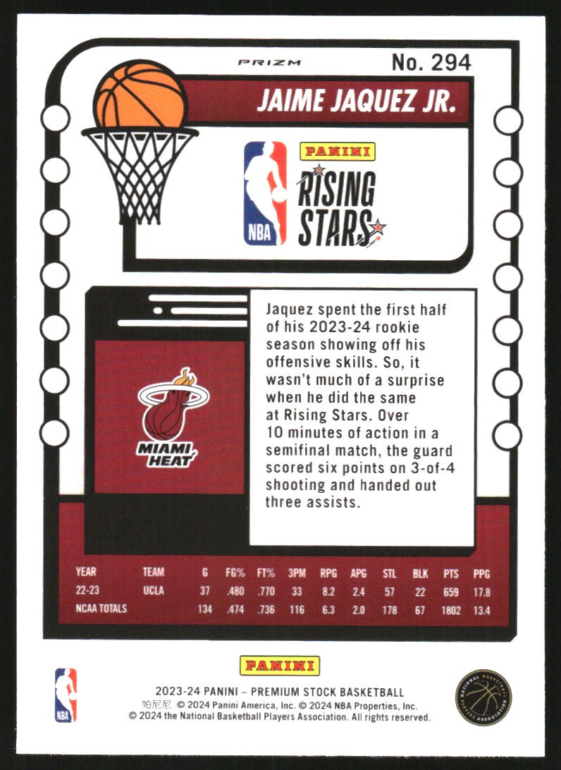 2023-24 Hoops Premium Stock Premium #294 Jaime Jaquez Jr.