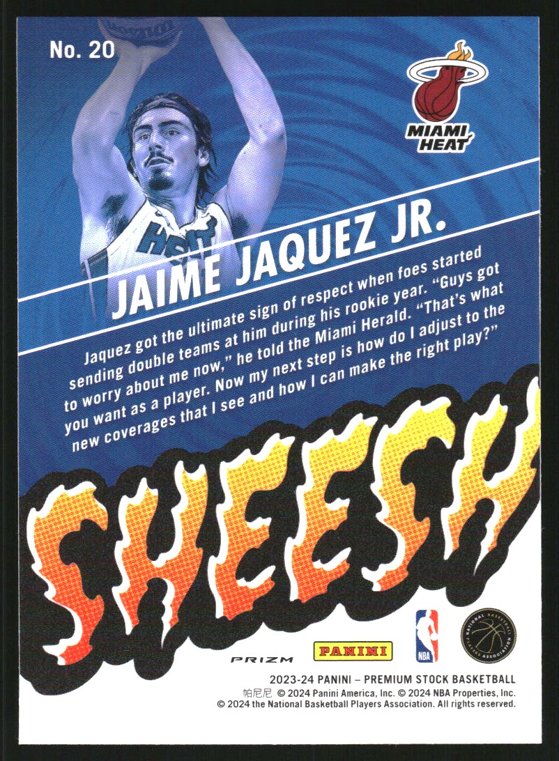 2023-24 Hoops Premium Stock Sheesh Silver Prizm #20 Jaime Jaquez Jr.