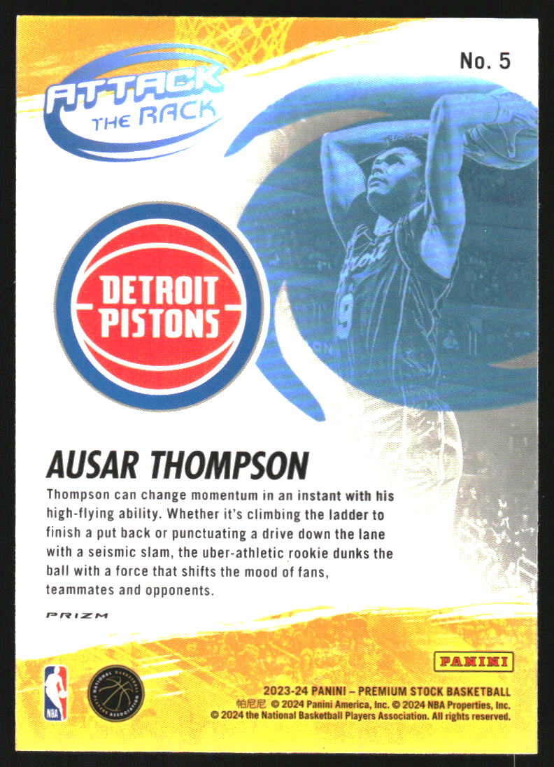 2023-24 Hoops Premium Stock Attack the Rack Silver Prizm #5 Ausar Thompson