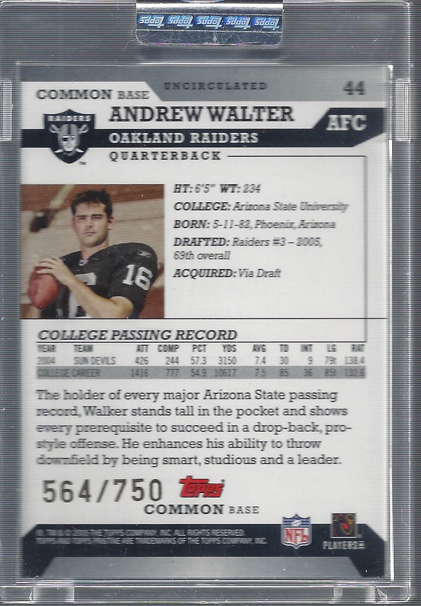 2005 Topps Pristine Uncirculated #44 Andrew Walter C back image