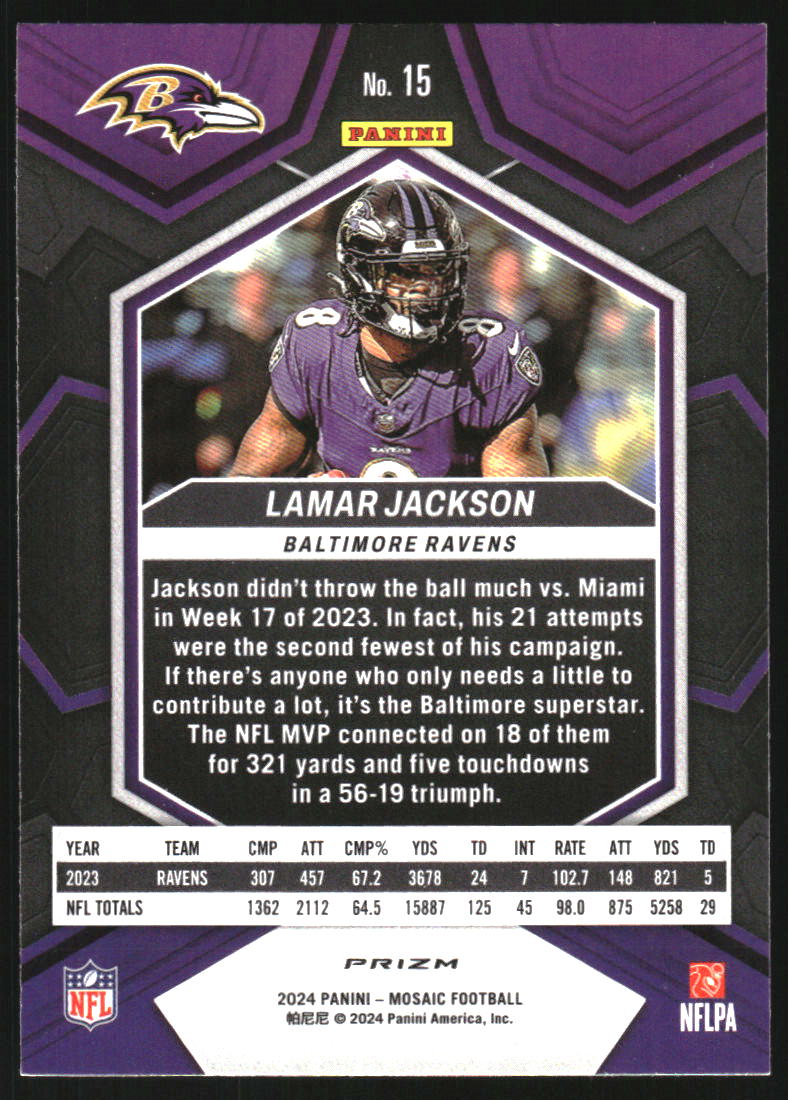 2024 Panini Mosaic Mosaic Camo Pink #15 Lamar Jackson