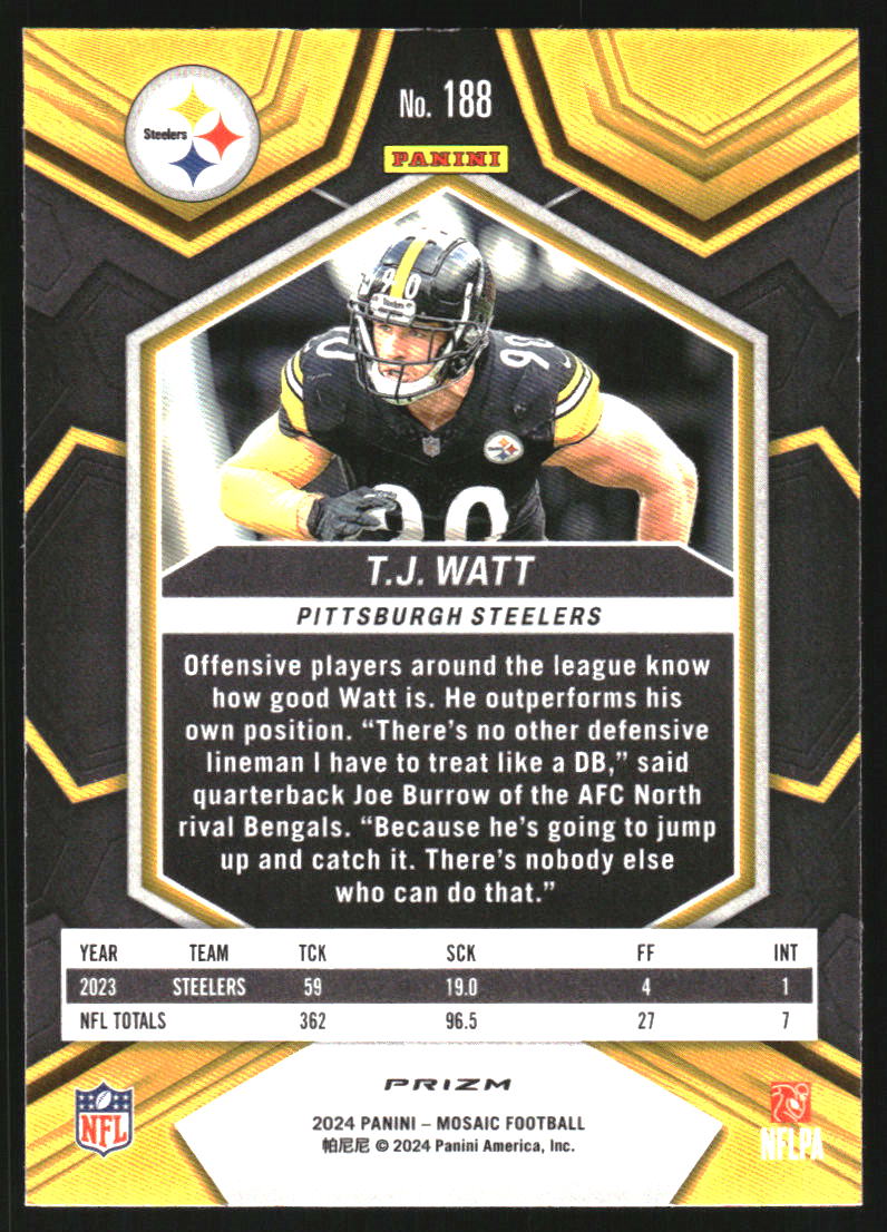 2024 Panini Mosaic Mosaic Green #188 T.J. Watt