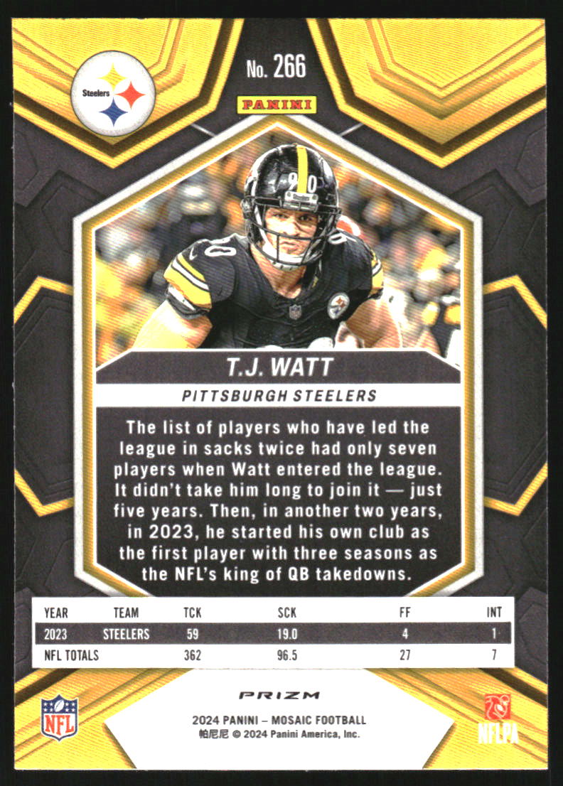 2024 Panini Mosaic Mosaic Green #266 T.J. Watt NP