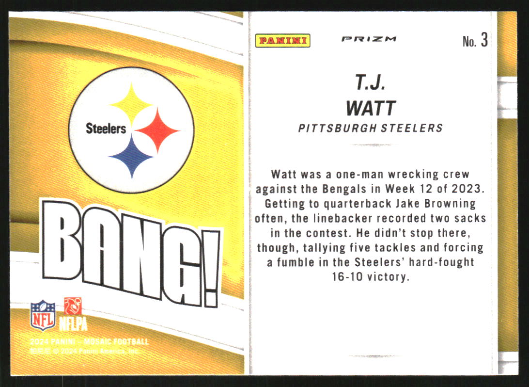 2024 Panini Mosaic Bang! Mosaic #3 T.J. Watt