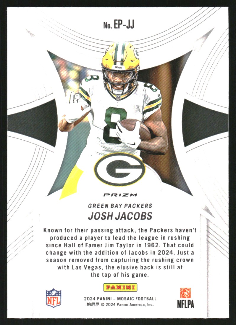 2024 Panini Mosaic Epic Performers Mosaic Green #13 Josh Jacobs