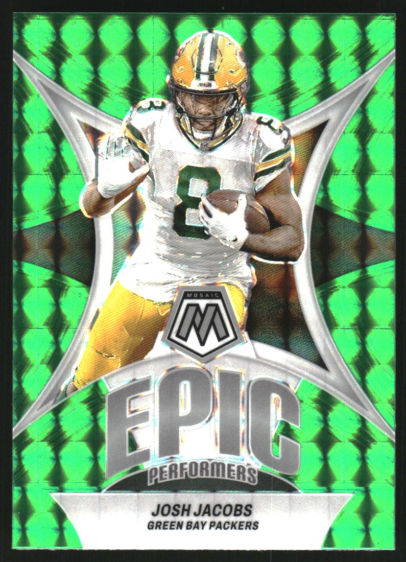 2024 Panini Mosaic Epic Performers Mosaic Green #13 Josh Jacobs