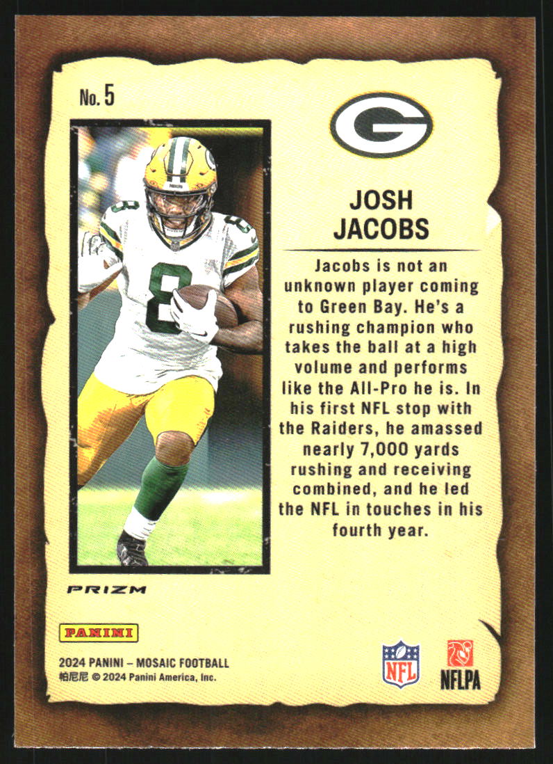 2024 Panini Mosaic Notoriety Mosaic Red #5 Josh Jacobs