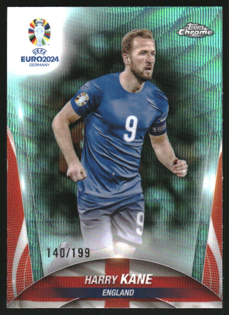 2024 Topps Chrome UEFA Euro Soccer Aqua Wave Refractor Harry Kane #125