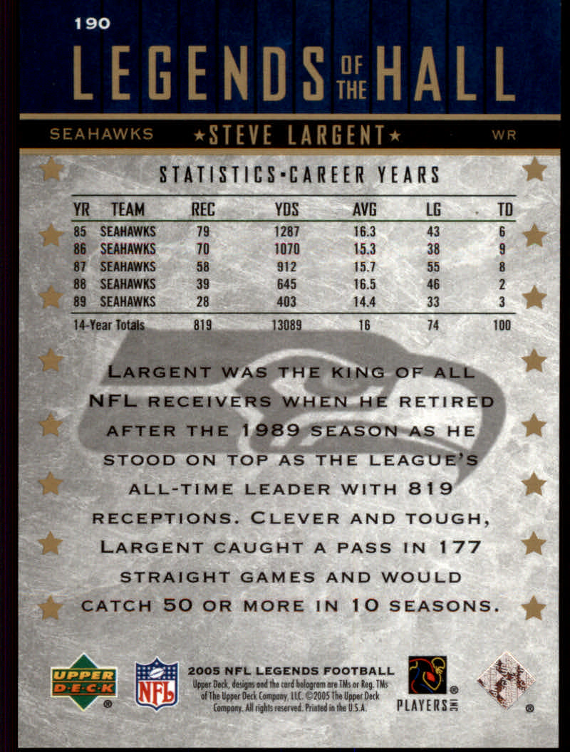 2005 Upper Deck Legends Football "Main Set" Cards #1 to #190 - Picture 211 of 211