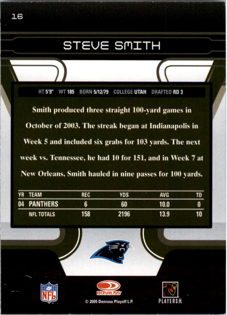 2005 Zenith Z-Gold #16 Steve Smith back image