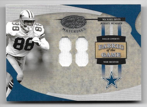 2005 Leaf Certified Materials Fabric of the Game Jersey Number #51 Michael Irvin/88