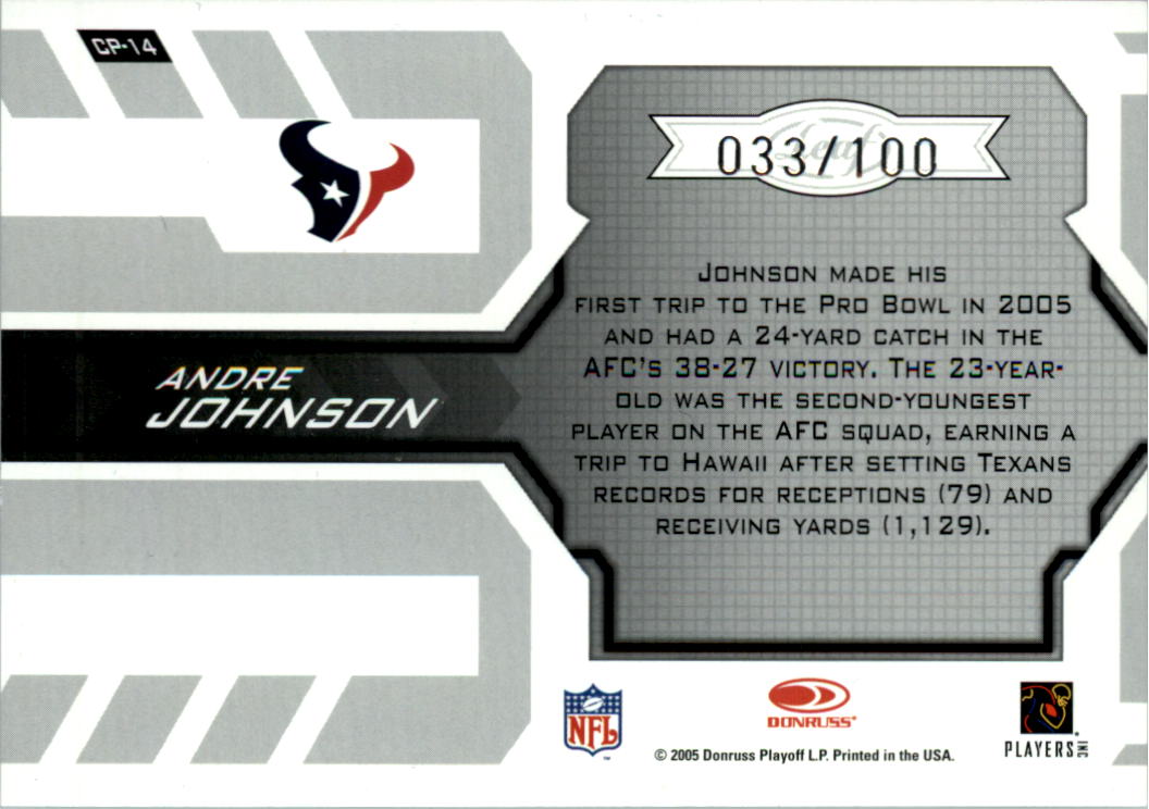 2005 Leaf Certified Materials Certified Potential Blue #14 Andre Johnson back image