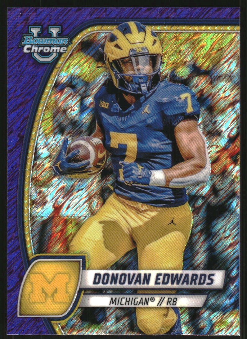 2024 Bowman Chrome University Shimmer Purple Refractors #66 Donovan Edwards