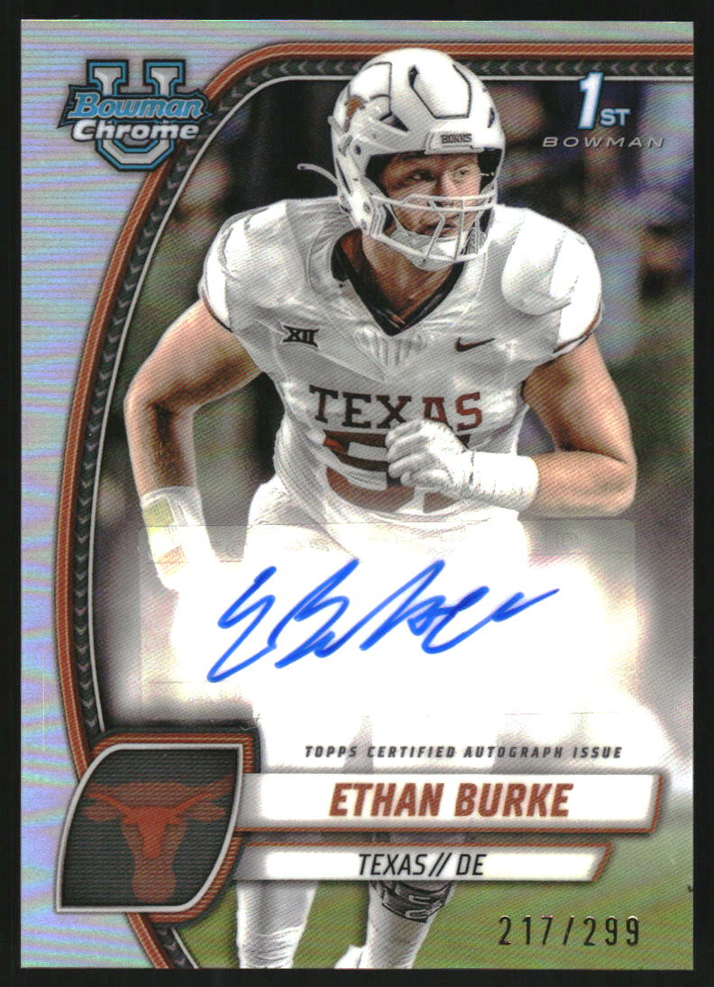 2024 Bowman Chrome University Prospect Autographs Refractors #PAEBU Ethan Burke Auto /299